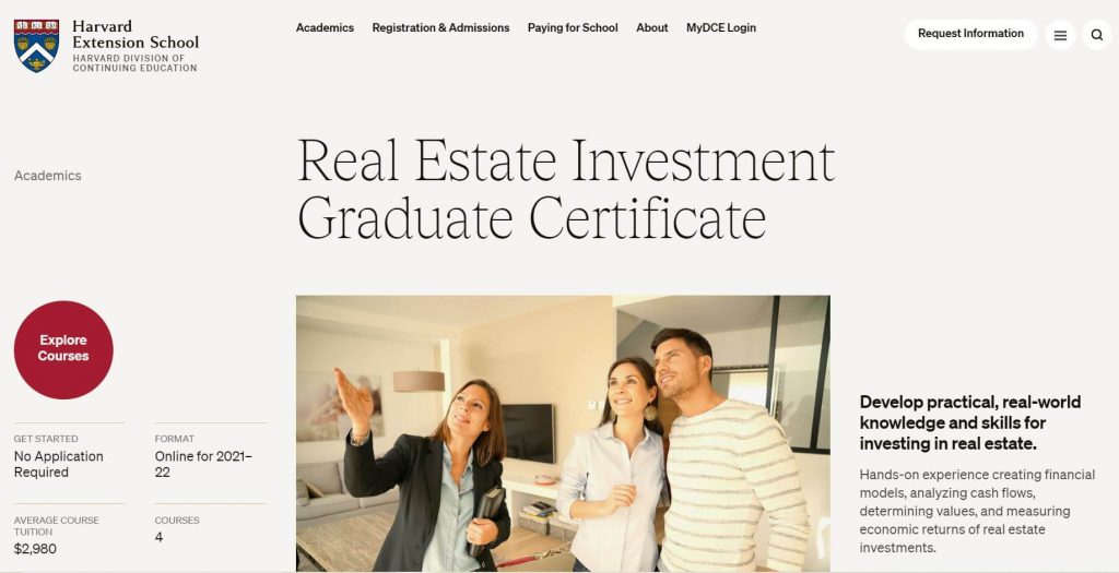 5 - Harvard Real Estate Investment Certificate