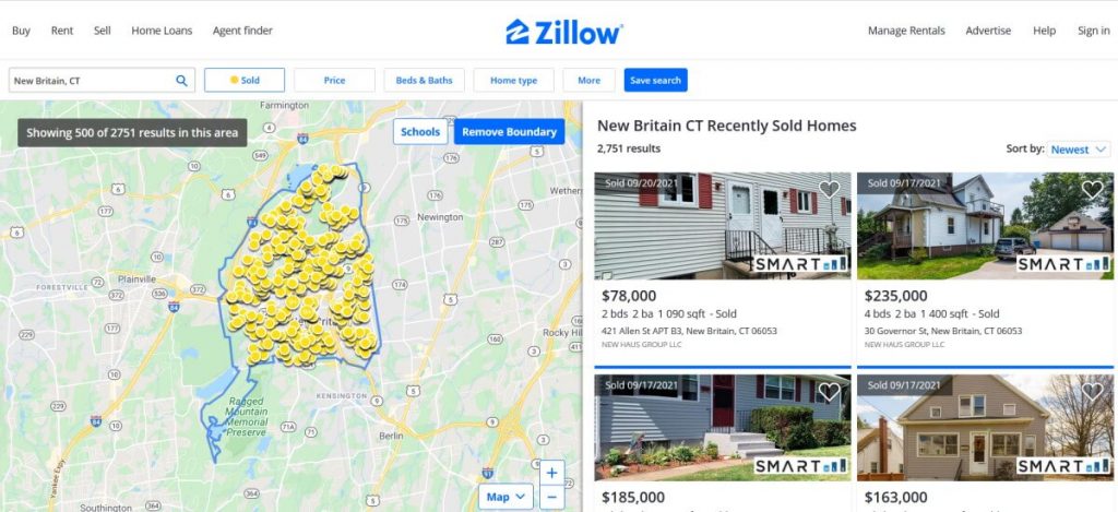 Zillow Recently Sold Filter