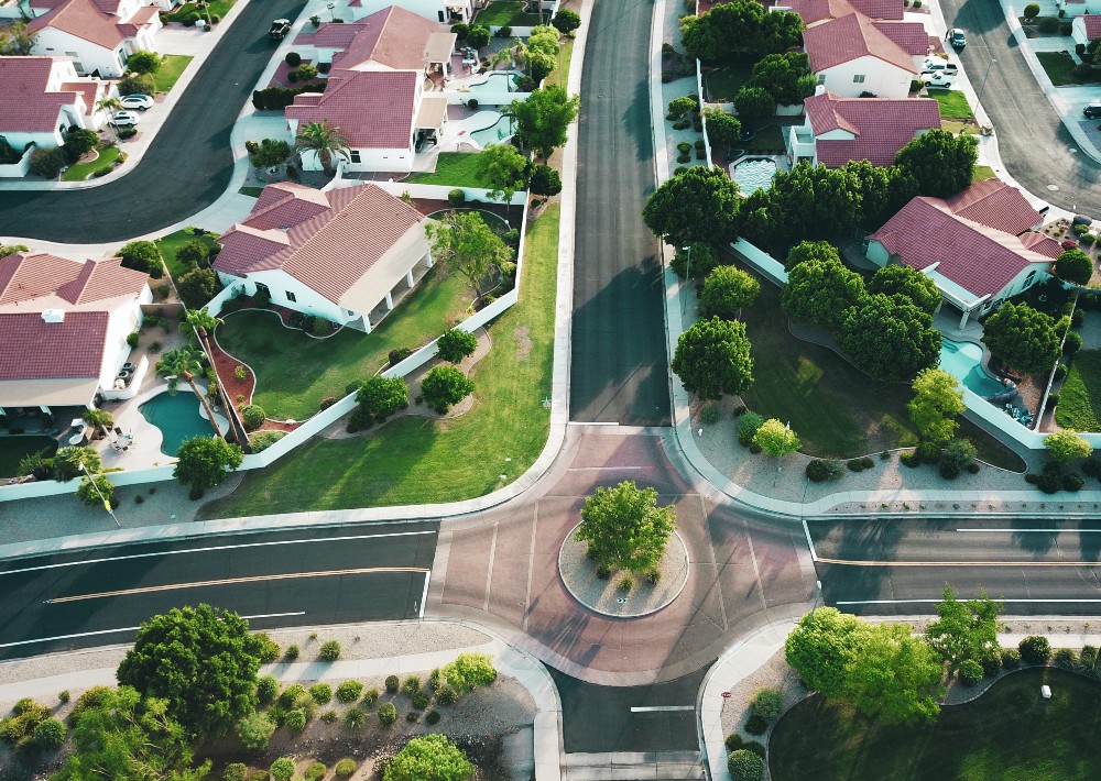 Houses on road