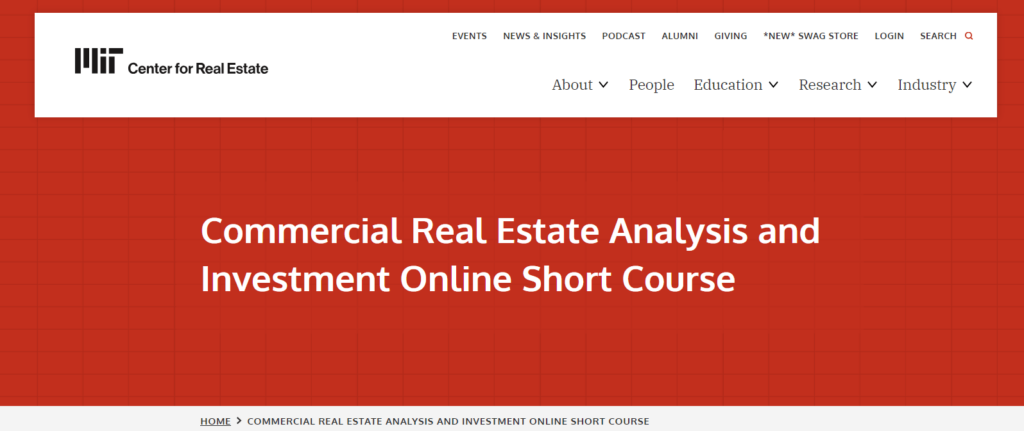 1 - Commercial Real Estate Analysis and Investment Online Short Course - MIT
